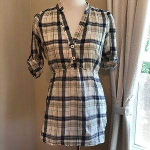 Anthropologie blue plaid tunic